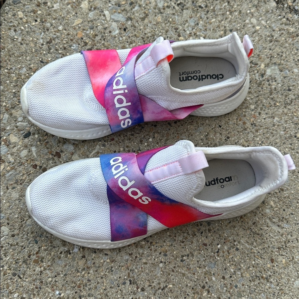 Adidas white and pink tie dye women’s slip on tennis shoes size 8.5 - Picture 3 of 6